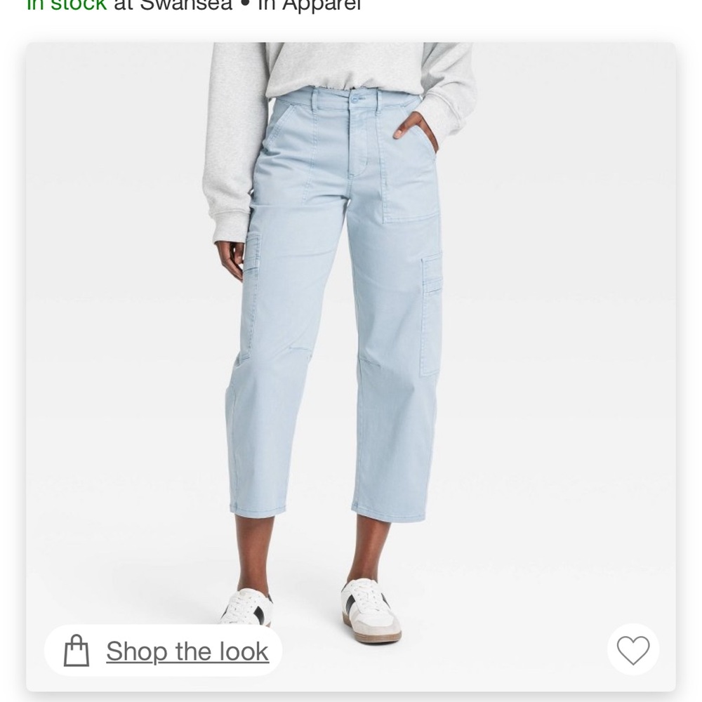 Light Blue Cropped Barrel Cargo Pants